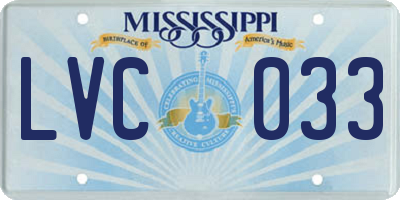 MS license plate LVC033