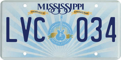 MS license plate LVC034