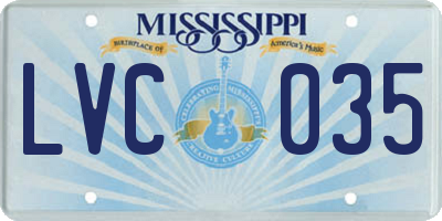 MS license plate LVC035