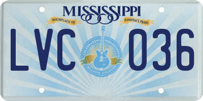 MS license plate LVC036