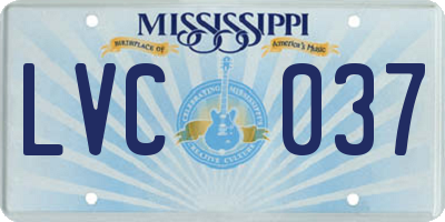 MS license plate LVC037