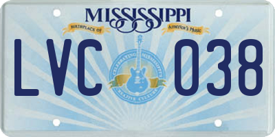 MS license plate LVC038