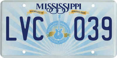 MS license plate LVC039