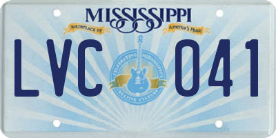MS license plate LVC041