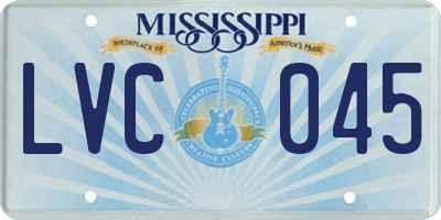MS license plate LVC045