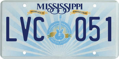 MS license plate LVC051