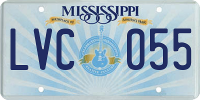 MS license plate LVC055
