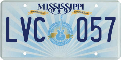 MS license plate LVC057