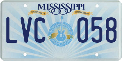 MS license plate LVC058