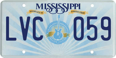 MS license plate LVC059