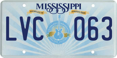 MS license plate LVC063