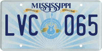 MS license plate LVC065