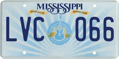 MS license plate LVC066