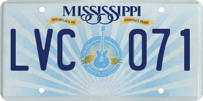 MS license plate LVC071