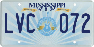 MS license plate LVC072