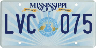 MS license plate LVC075