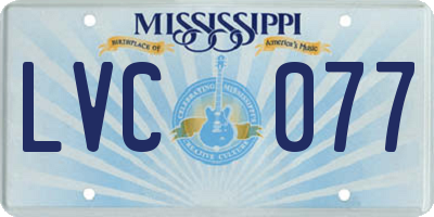 MS license plate LVC077