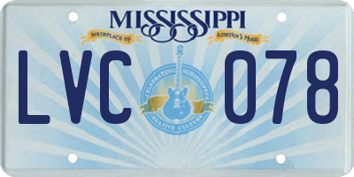 MS license plate LVC078