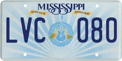 MS license plate LVC080