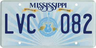 MS license plate LVC082