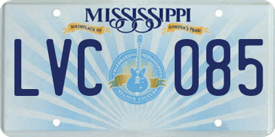 MS license plate LVC085