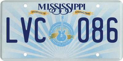 MS license plate LVC086