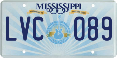 MS license plate LVC089