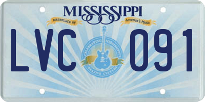 MS license plate LVC091
