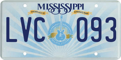 MS license plate LVC093