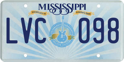 MS license plate LVC098
