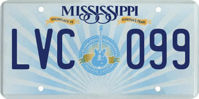 MS license plate LVC099