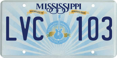MS license plate LVC103