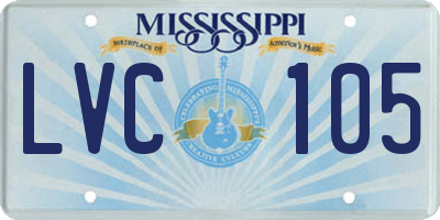 MS license plate LVC105