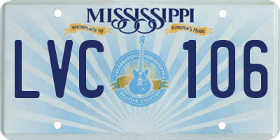 MS license plate LVC106