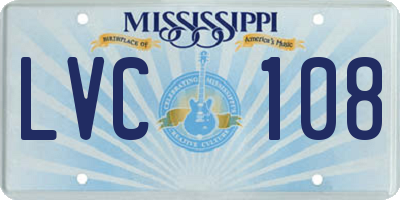 MS license plate LVC108