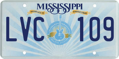 MS license plate LVC109