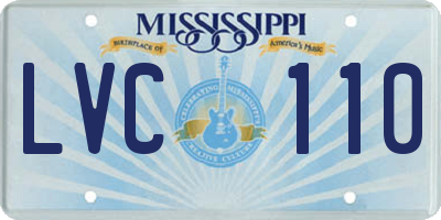 MS license plate LVC110