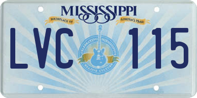 MS license plate LVC115