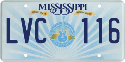 MS license plate LVC116