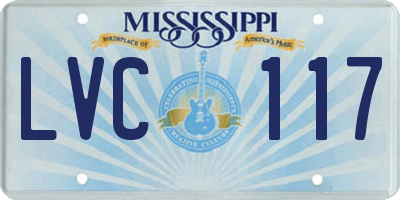 MS license plate LVC117