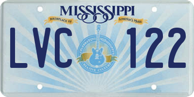 MS license plate LVC122