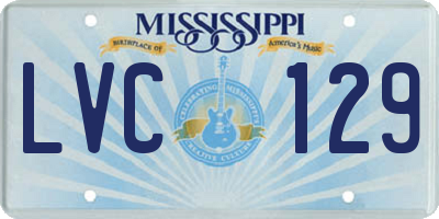 MS license plate LVC129