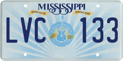 MS license plate LVC133