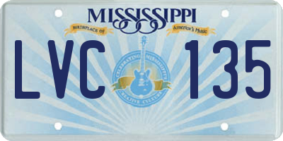 MS license plate LVC135