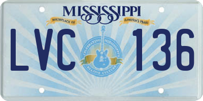 MS license plate LVC136