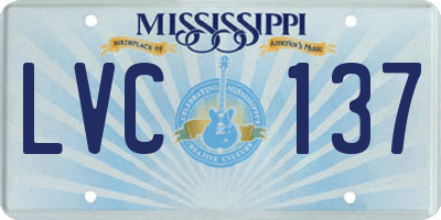 MS license plate LVC137