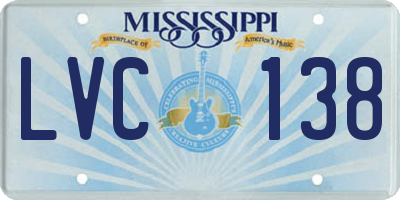 MS license plate LVC138