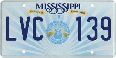 MS license plate LVC139