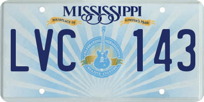 MS license plate LVC143