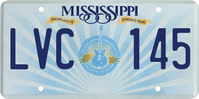 MS license plate LVC145
